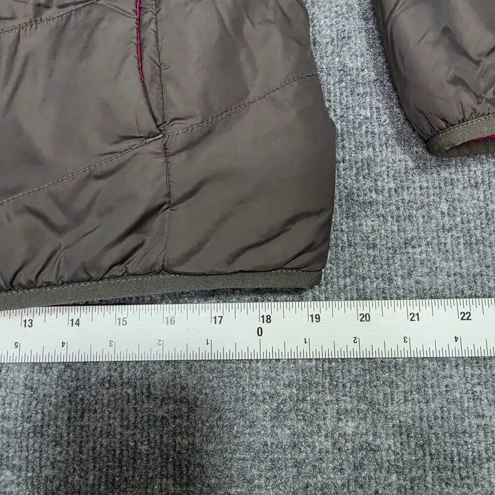 The North Face Girls XL Reversible Fleece Lined Hooded Jacket Pink Charcoal